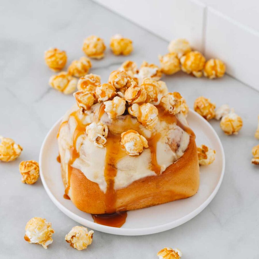 Cream caramel cinnamon scroll